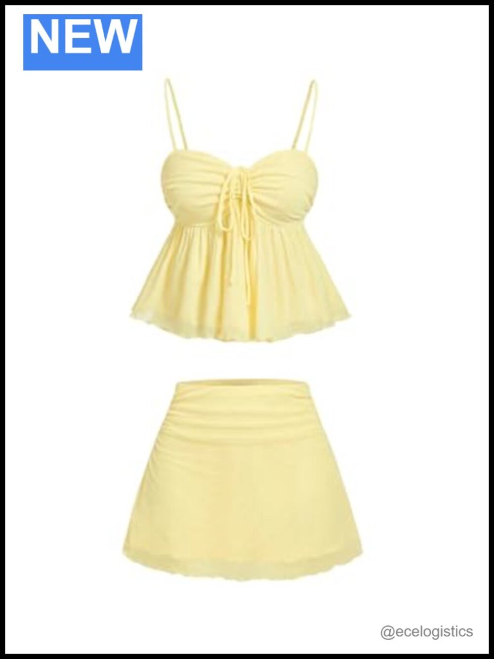 Women's 2 Piece Skirt Set Ruffle Cami Top A-Line Mini Skirt Summer Outfit